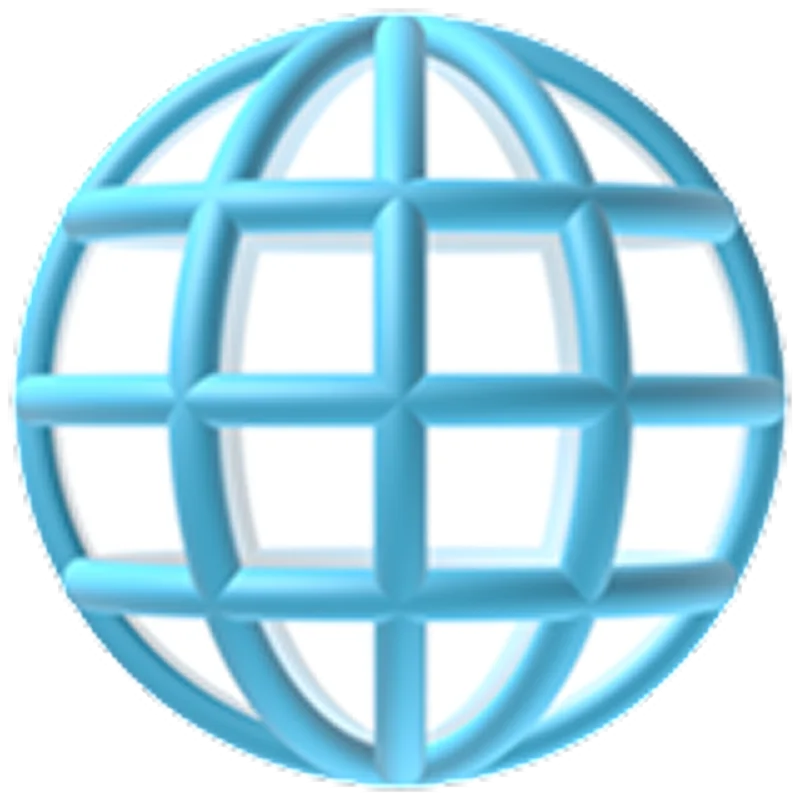 Blue Wireframe Globe Icon Free PNG