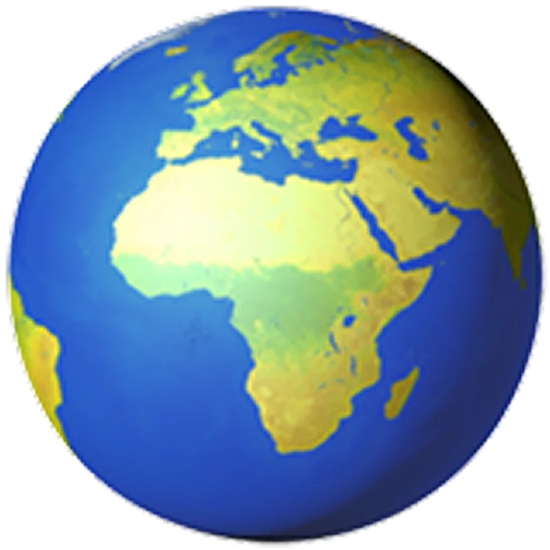 Colorful Earth Globe Centered on Africa and Europe Free PNG