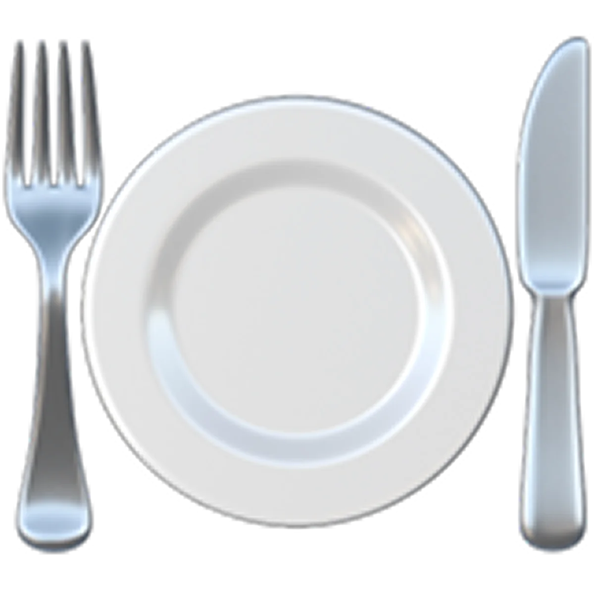 White Plate with Fork and Knife Free PNG