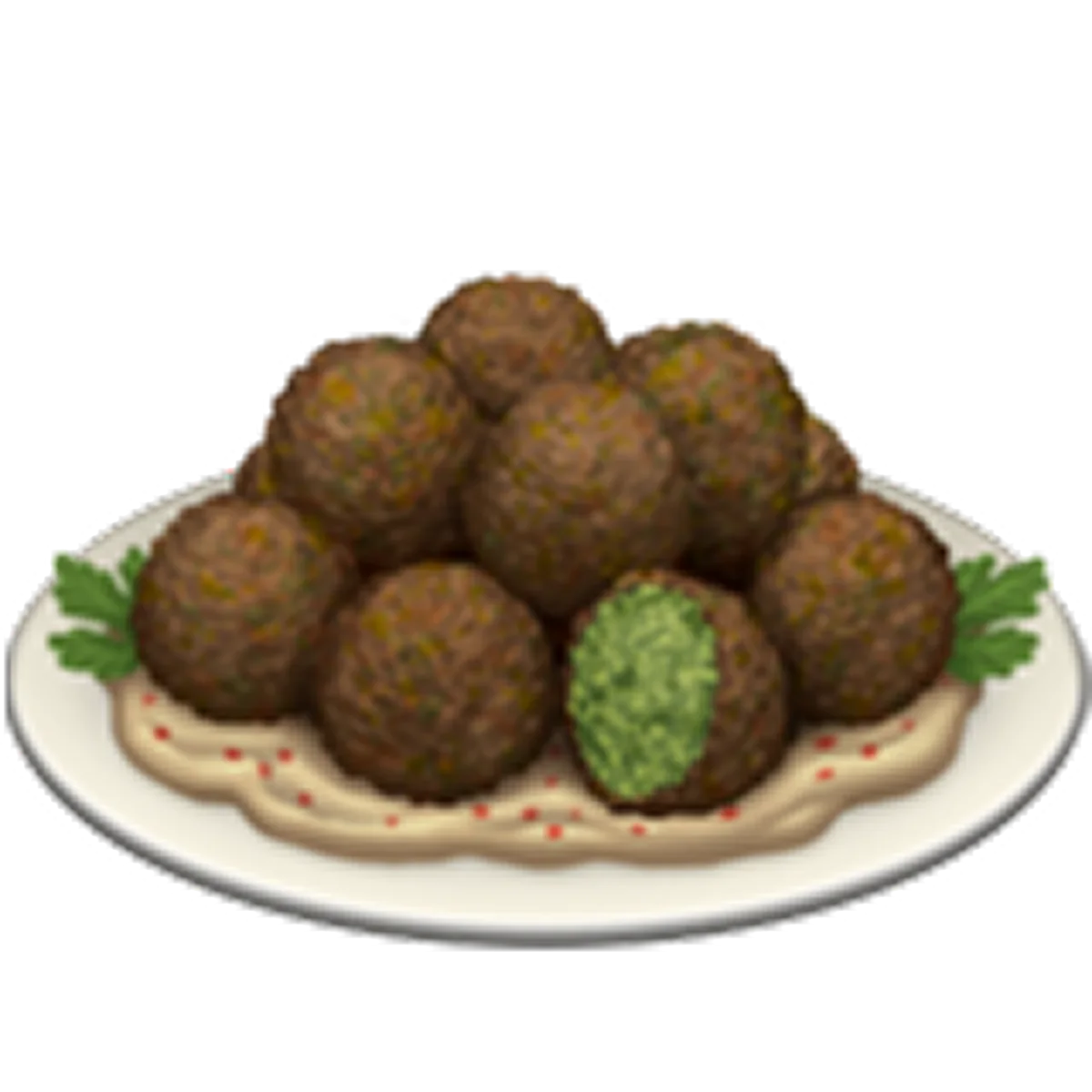 Meatballs on a Plate with Creamy Sauce and Herbs Free PNG