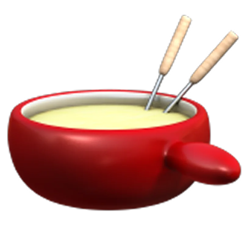 Red Cheese Fondue Pot with Two Forks - Free PNG