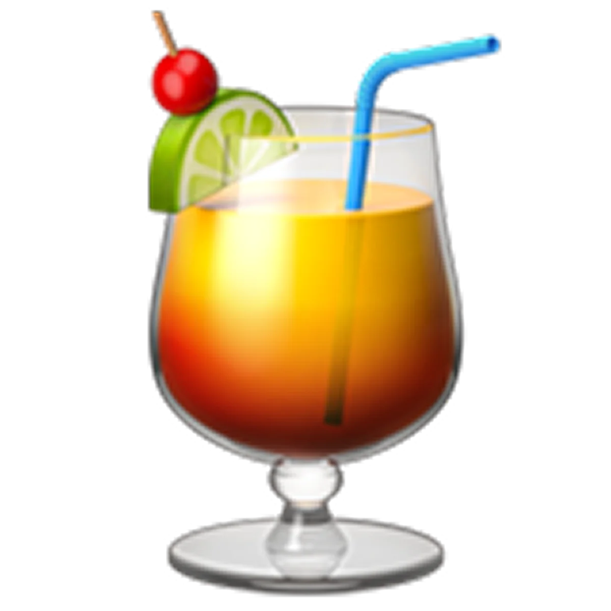 Orange Cocktail with Lime and Cherry Free PNG