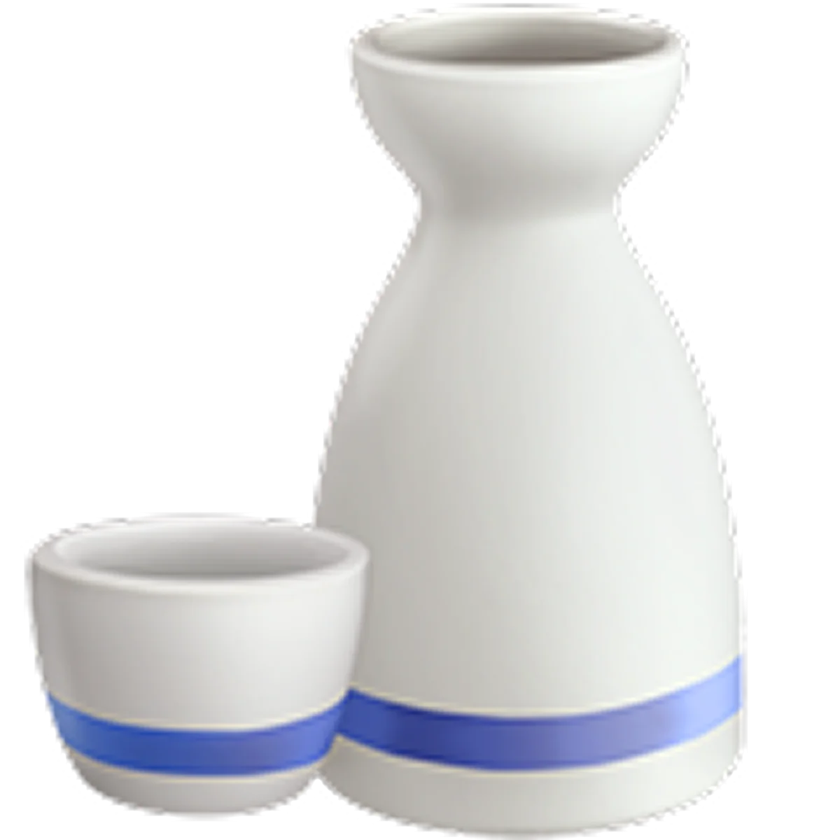 White Ceramic Carafe and Cup with Blue Bands | Free PNG
