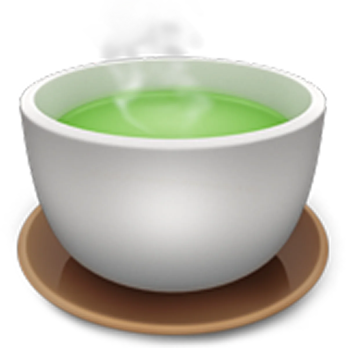 Steaming Green Tea Cup on a Brown Saucer Free PNG