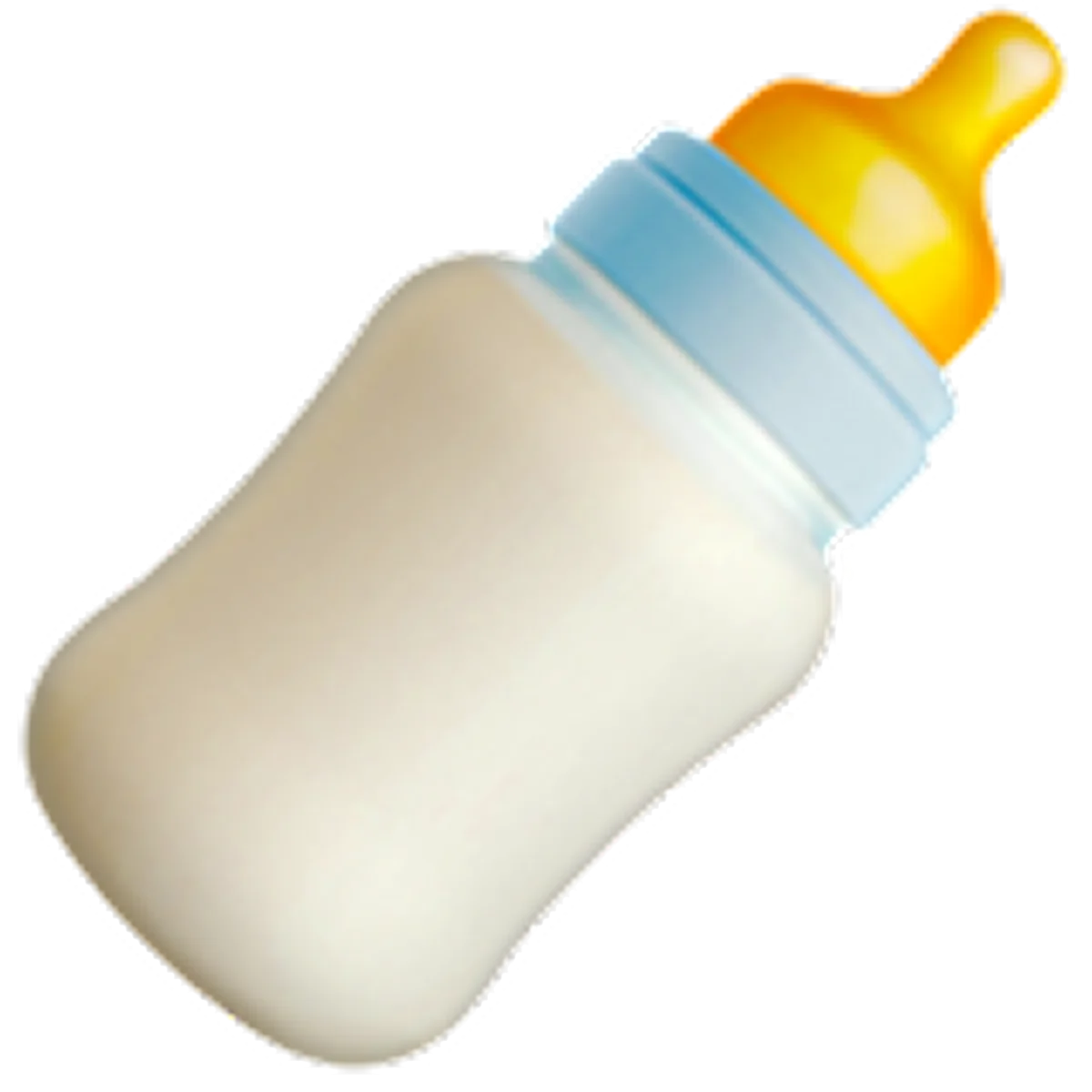 White Baby Bottle with Blue Collar and Yellow Nipple Free PNG