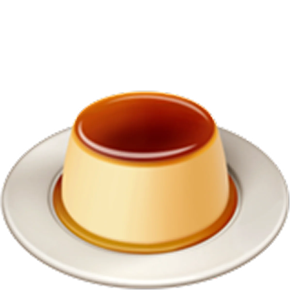 Caramel Flan Dessert on a White Plate Free PNG