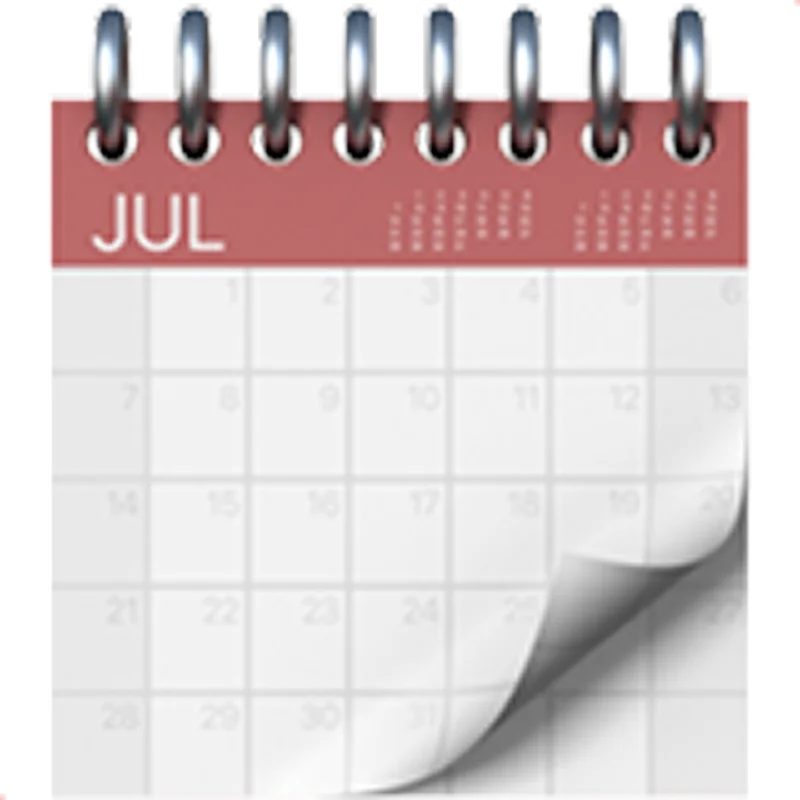 July Spiral Calendar with a Curling Page Free PNG