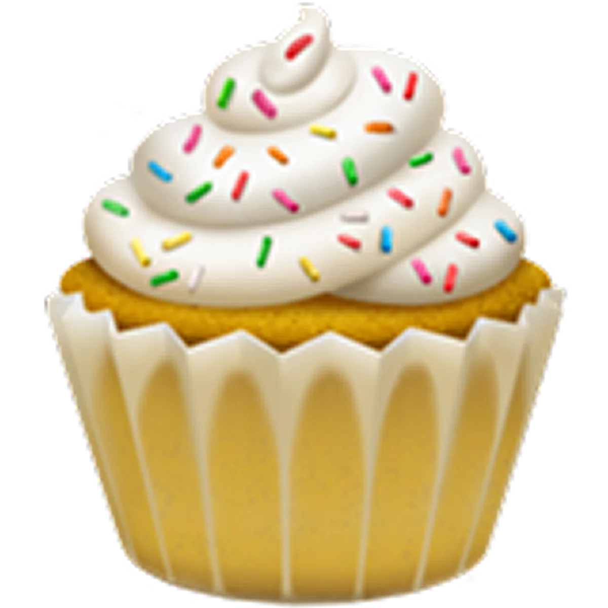 Vanilla Frosted Cupcake with Colorful Sprinkles Free PNG