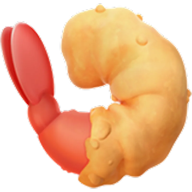 Curled Orange Shrimp Illustration Free PNG