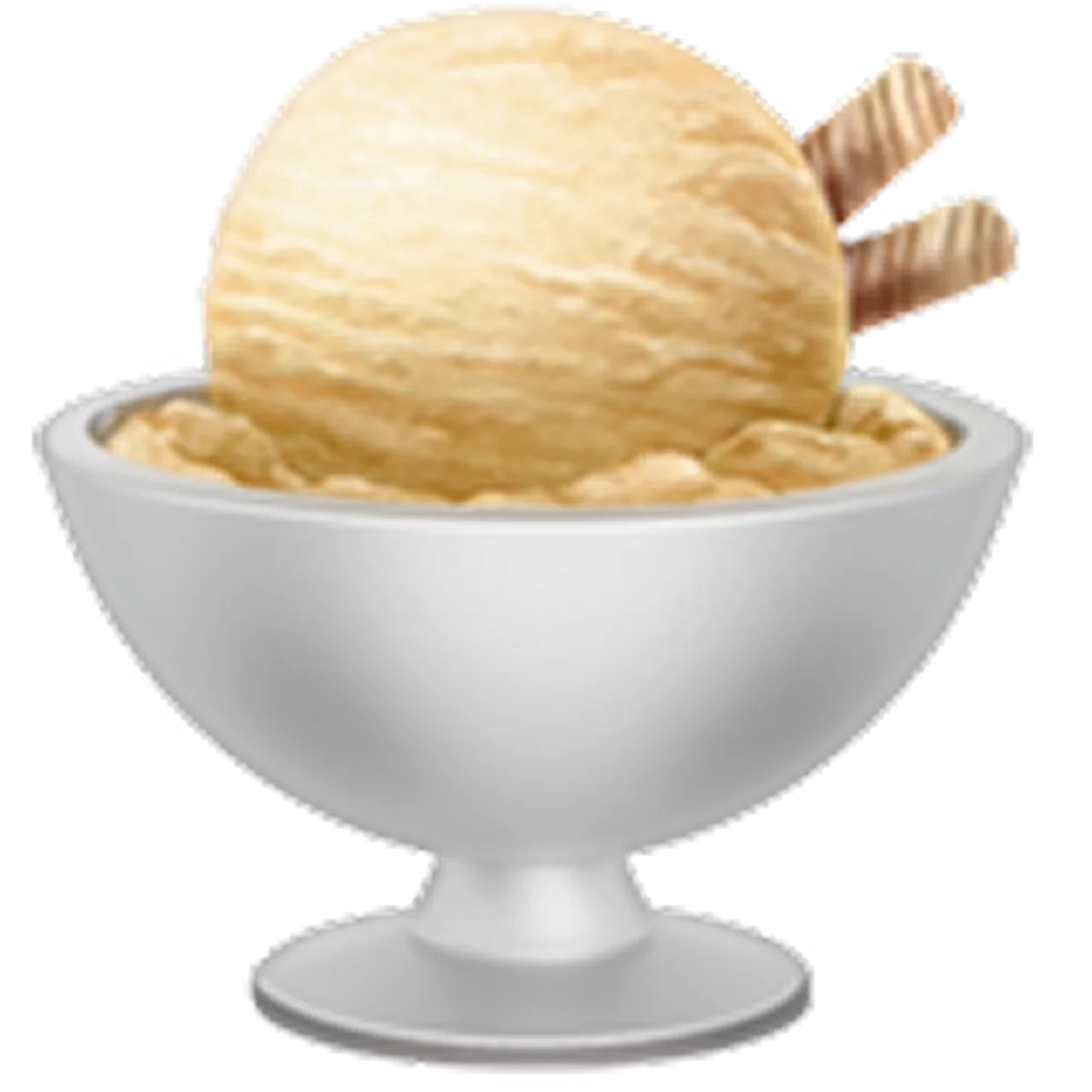 Golden Ice Cream Sundae in a White Bowl with Wafer Sticks Free PNG