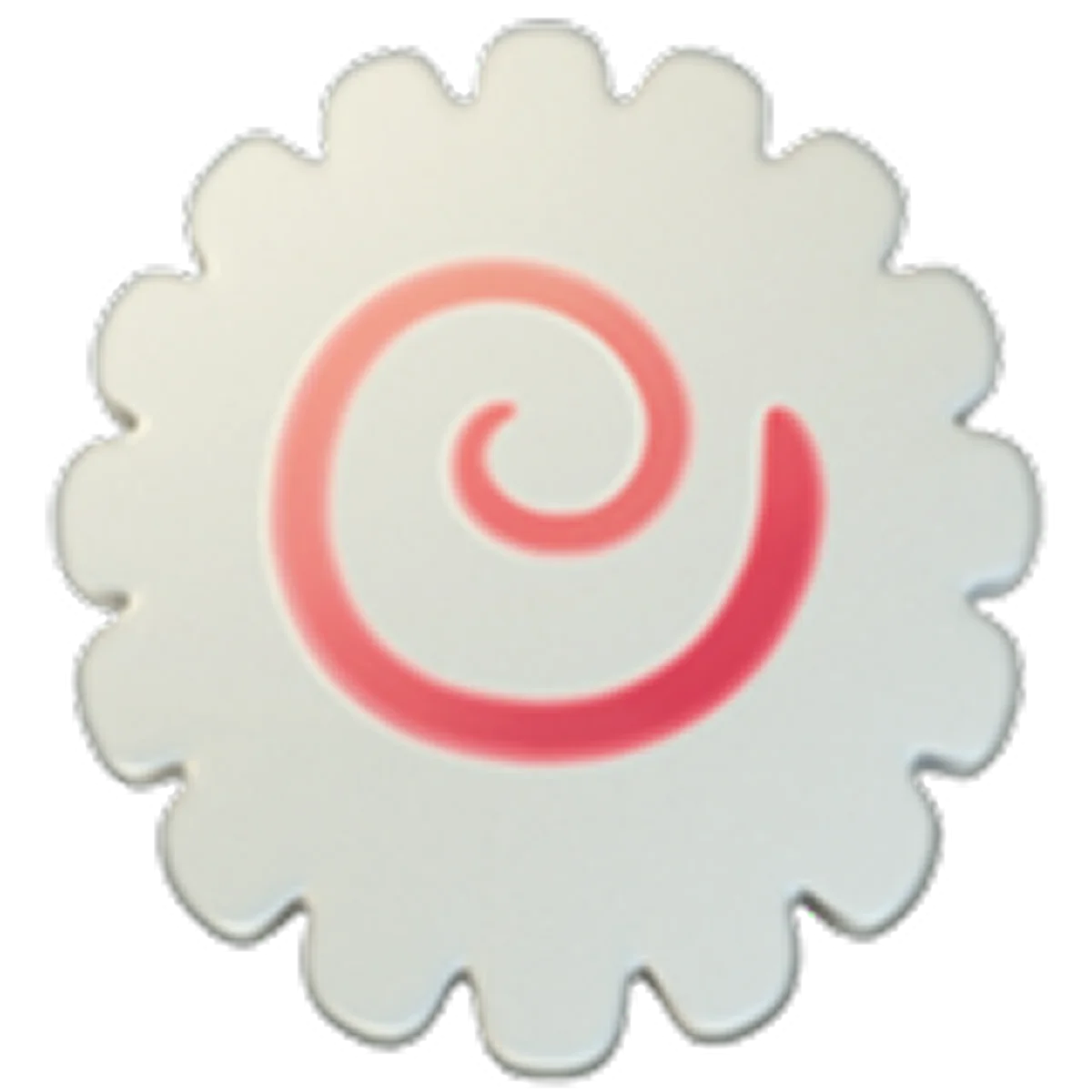 White Scalloped Cookie with Pink Swirl – Free PNG