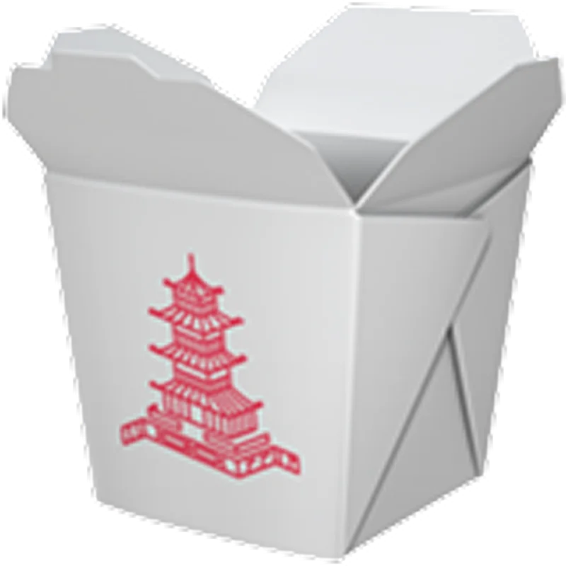 White Chinese Takeout Box with Red Pagoda – Free PNG