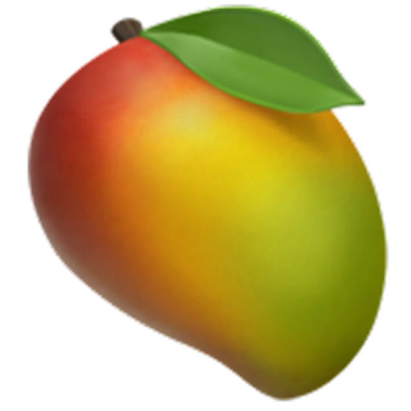Colorful Ripe Mango with Green Leaf Free PNG