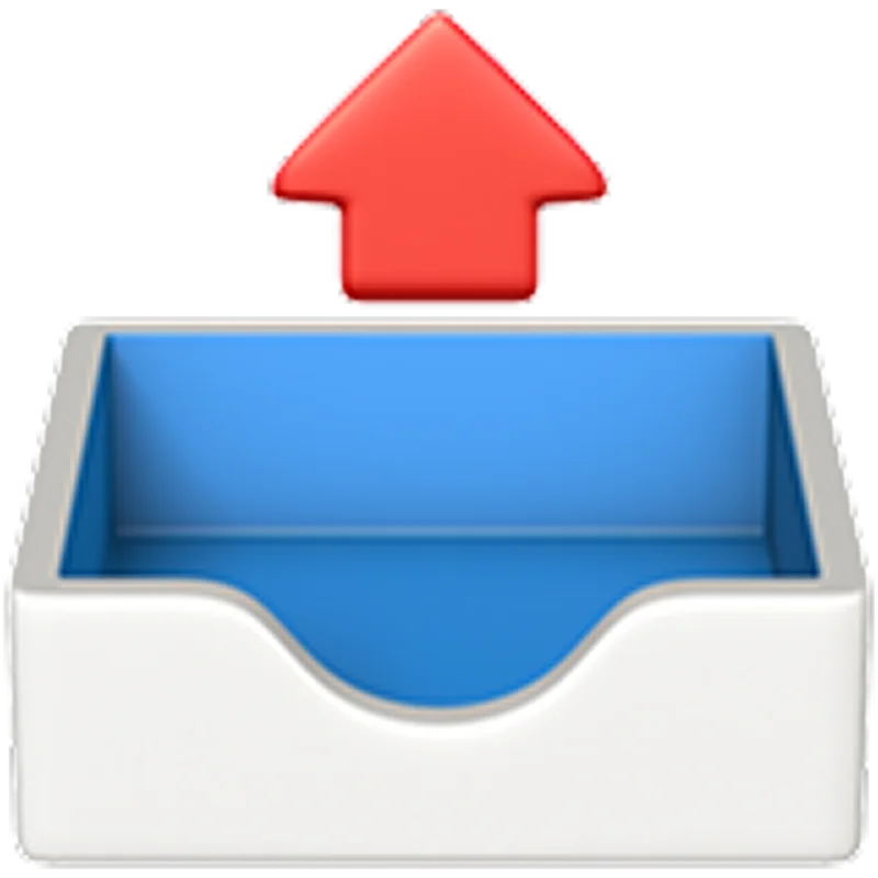 Red Upload Arrow Above Blue Tray Icon - Free PNG