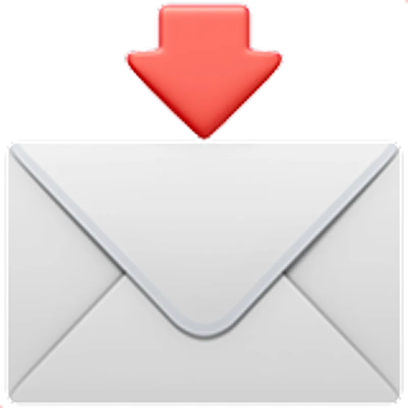 Red Download Arrow Pointing to a White Envelope Free PNG