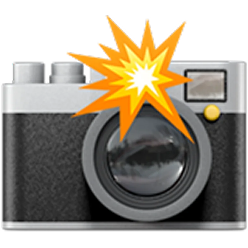 Retro Camera with Orange Flash Burst Free PNG