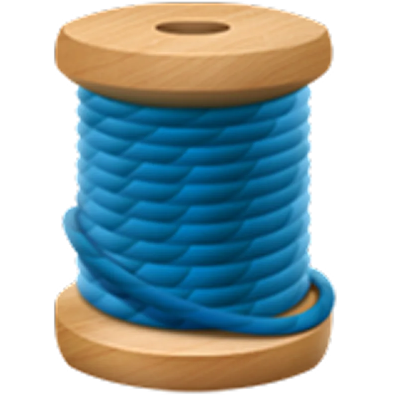 Blue Cord on a Wooden Spool Free PNG
