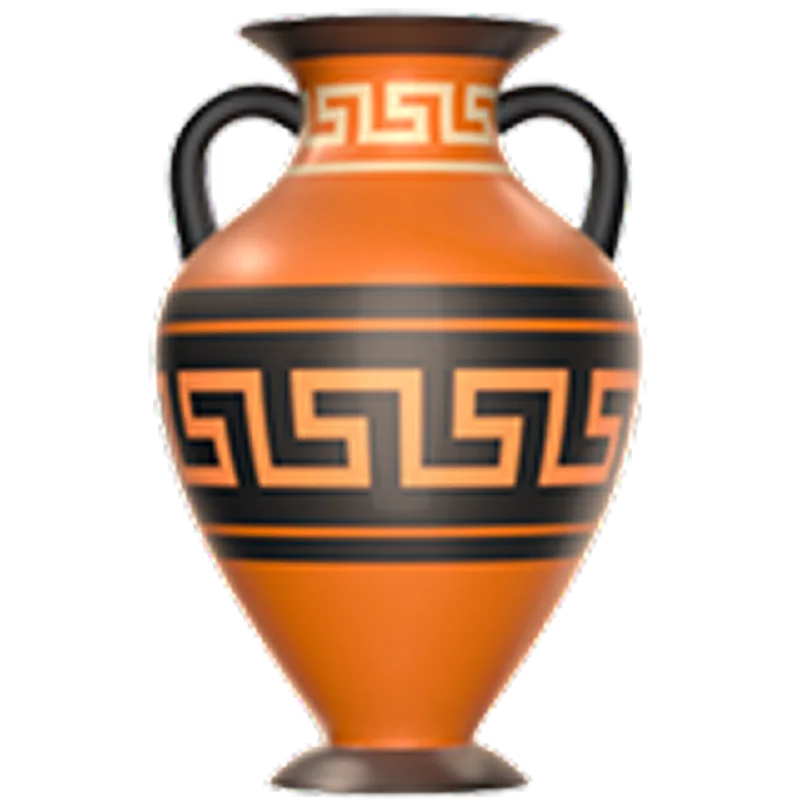 Orange Greek Amphora with Meander Pattern | Free PNG