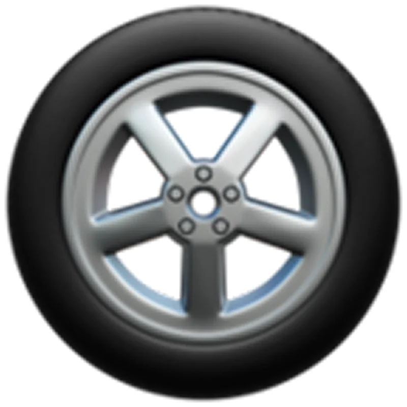 Silver Five-Spoke Car Wheel and Tire Free PNG