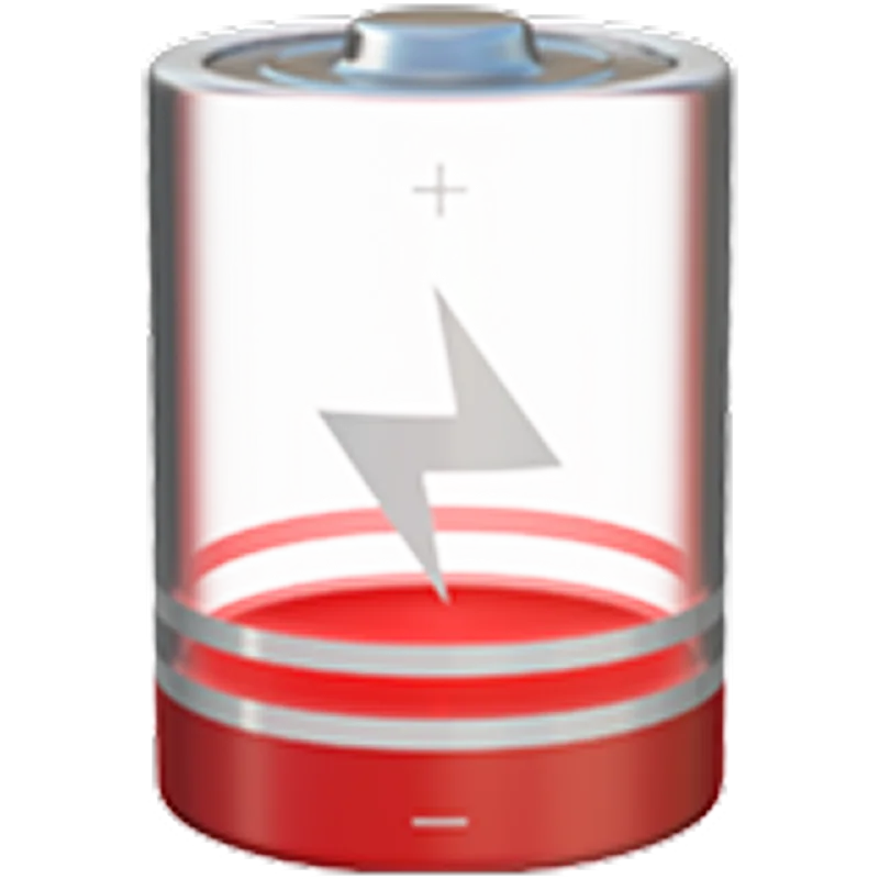 Red Battery with Lightning Bolt Icon Free PNG