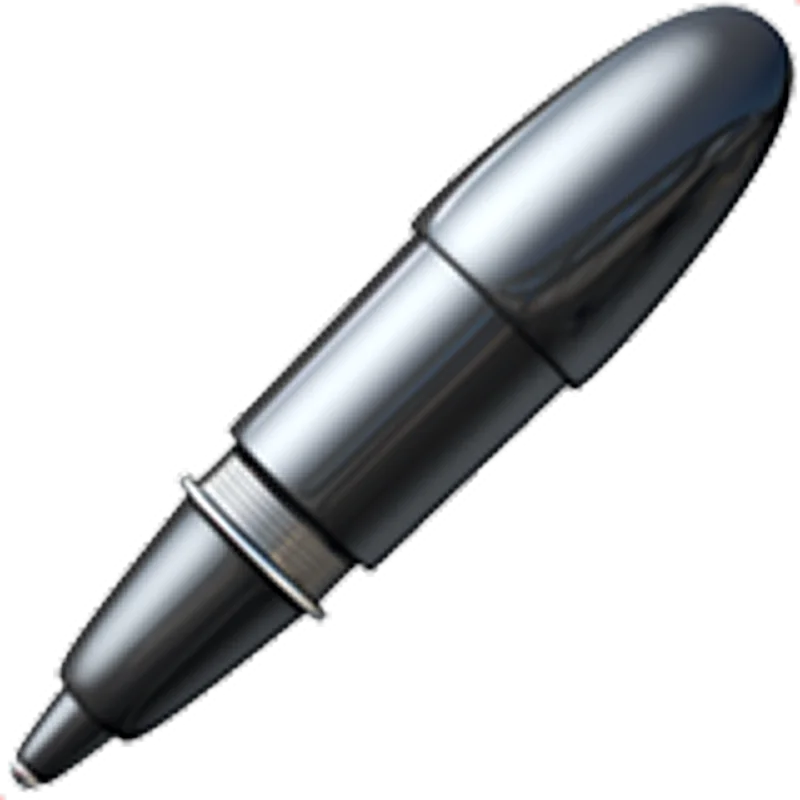 Silver Metallic Pen with Rounded Cap – Free PNG