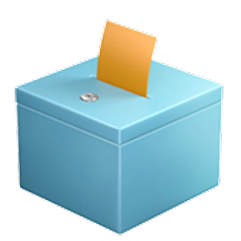 Blue Ballot Box with Orange Ballot Free PNG