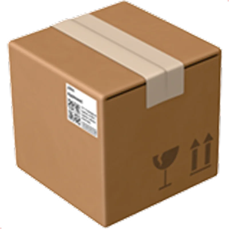 Sealed Cardboard Shipping Box with Handling Symbols Free PNG