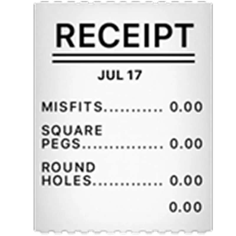 Humorous Misfits Receipt with Zero-Cost Items | Free PNG