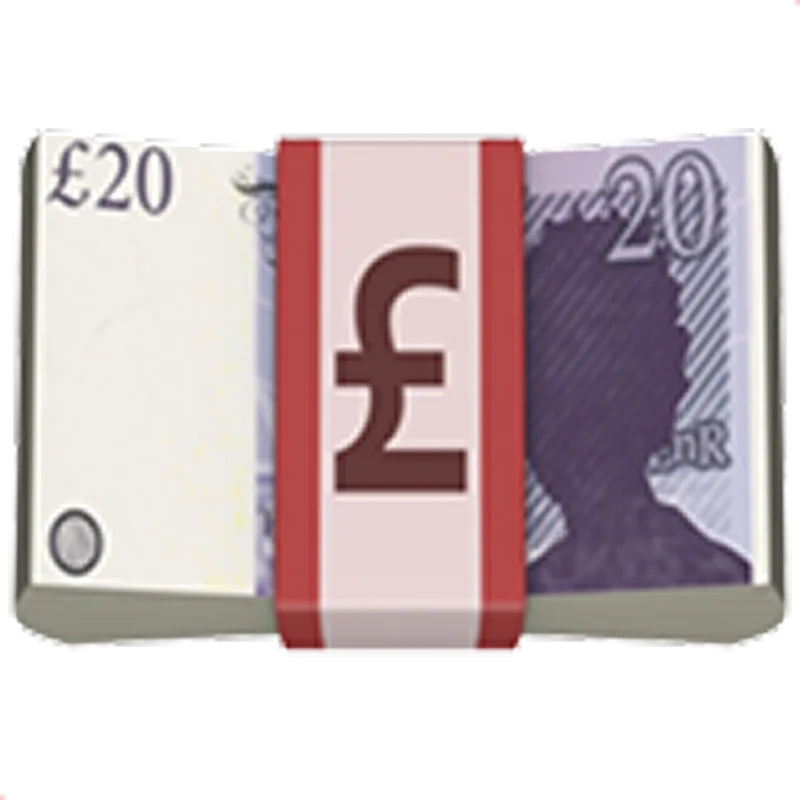 Bundled British £20 Banknote with Pound Sign | Free PNG