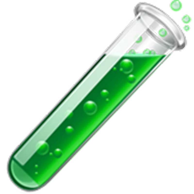 Green Liquid Test Tube with Bubbles – Free PNG