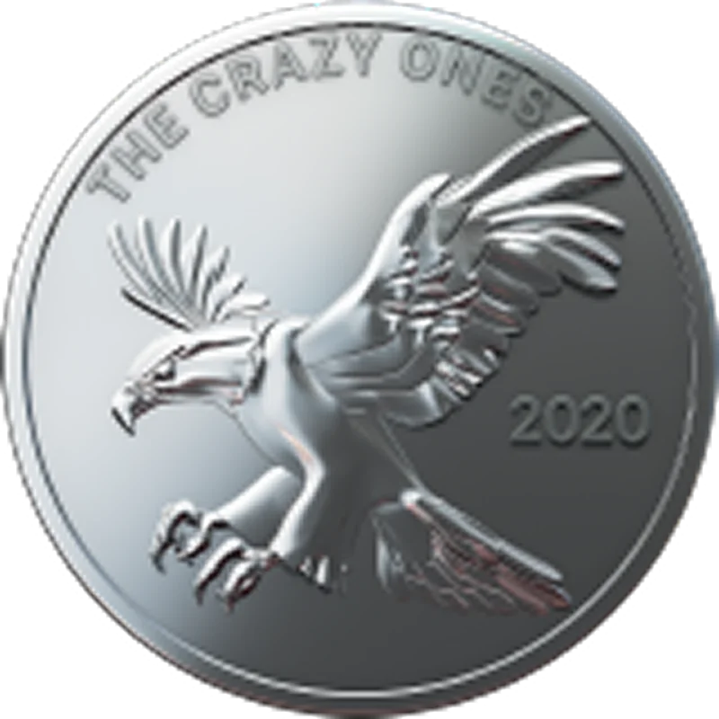 Silver Eagle Medallion with “The Crazy Ones” and 2020 Free PNG