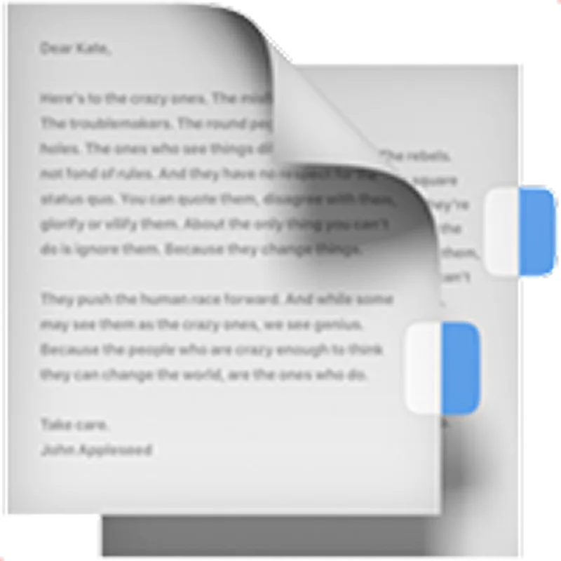 Folded Letter Page with Blue Tabs Free PNG