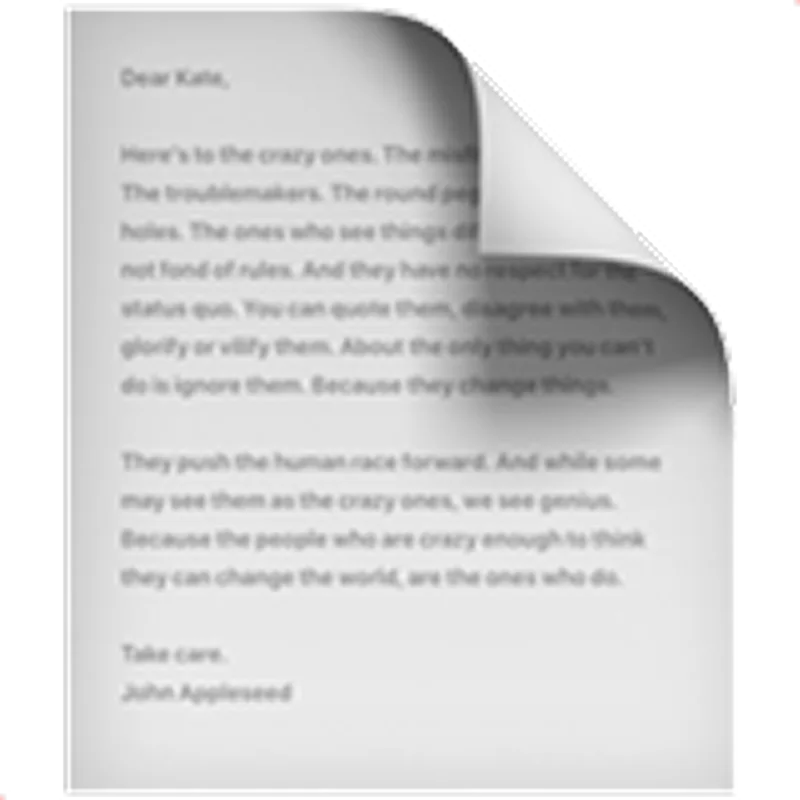 Curled Letter Page with Printed Text Free PNG