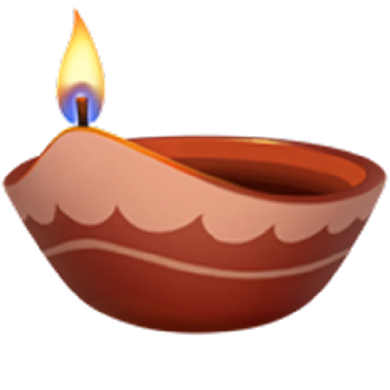 Clay Diya Oil Lamp with Flame – Free PNG