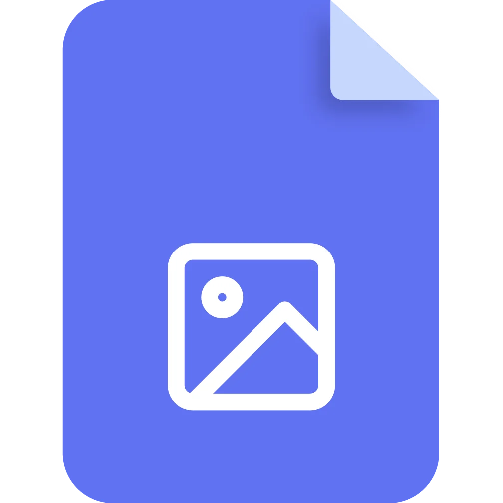 Blue Image File Document Icon with Folded Corner Free PNG