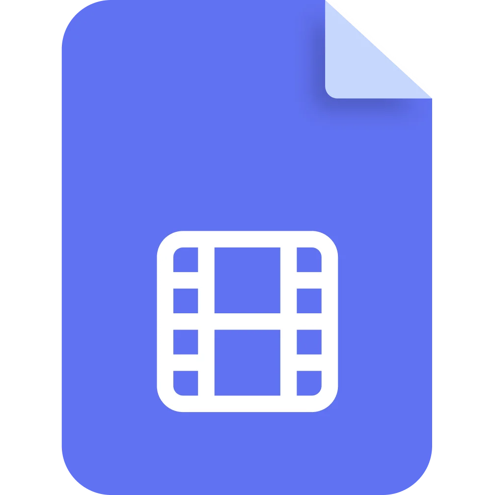 Blue Video File Document Icon with Film Strip – Free PNG