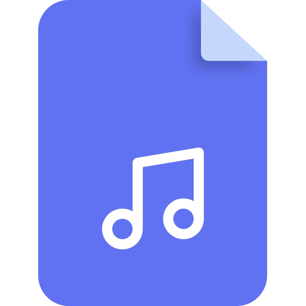Blue Music File Icon with Folded Corner Free PNG