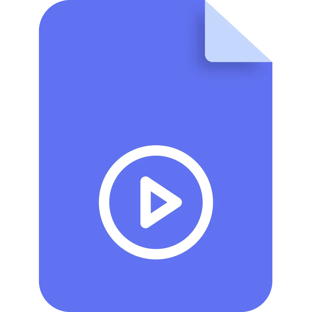 Blue Video File Document Icon with Play Symbol Free PNG