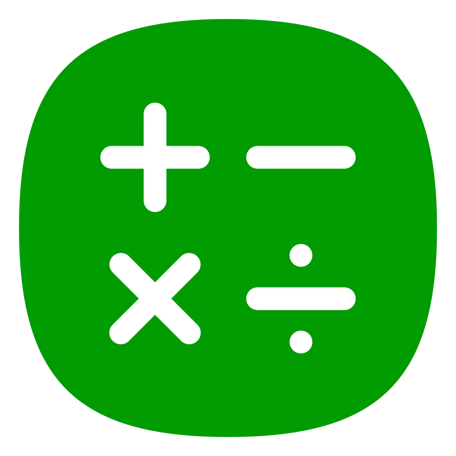 Green Calculator Icon with Math Symbols Free PNG