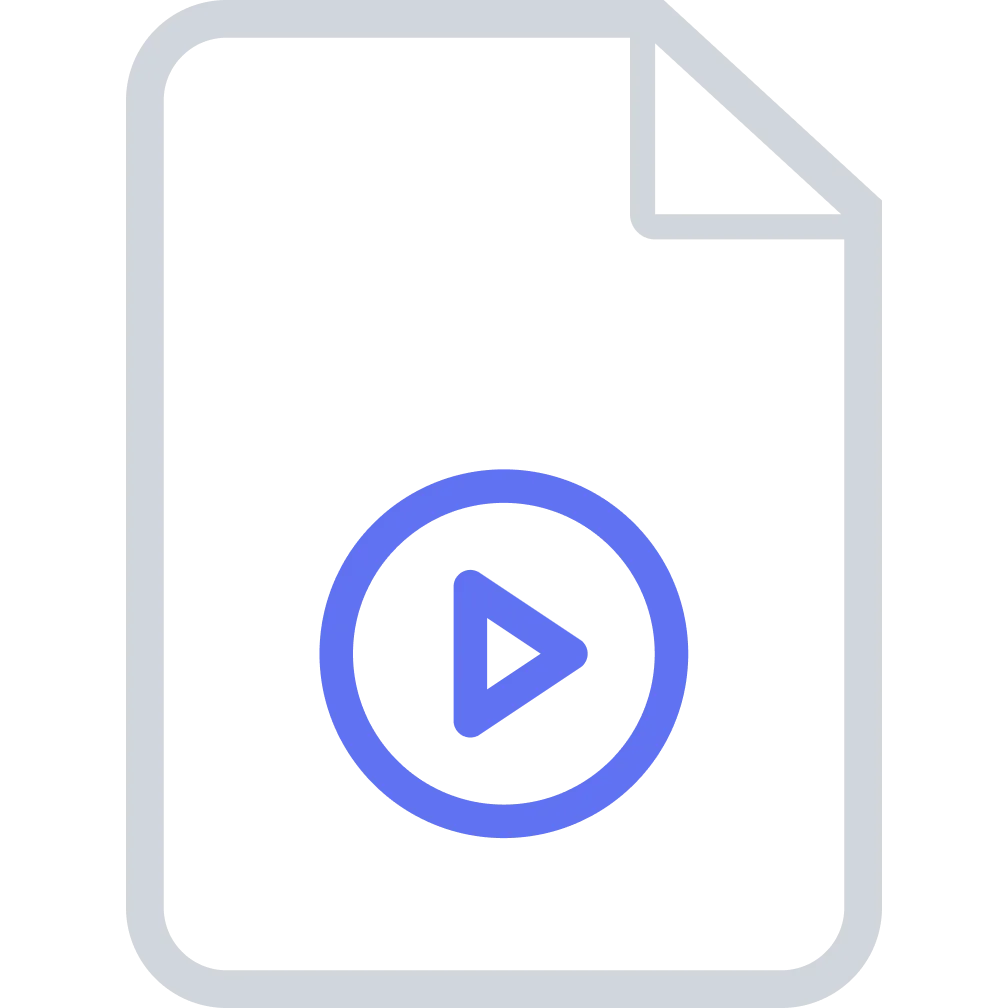 Outlined Video Document Icon with Play Button Free PNG