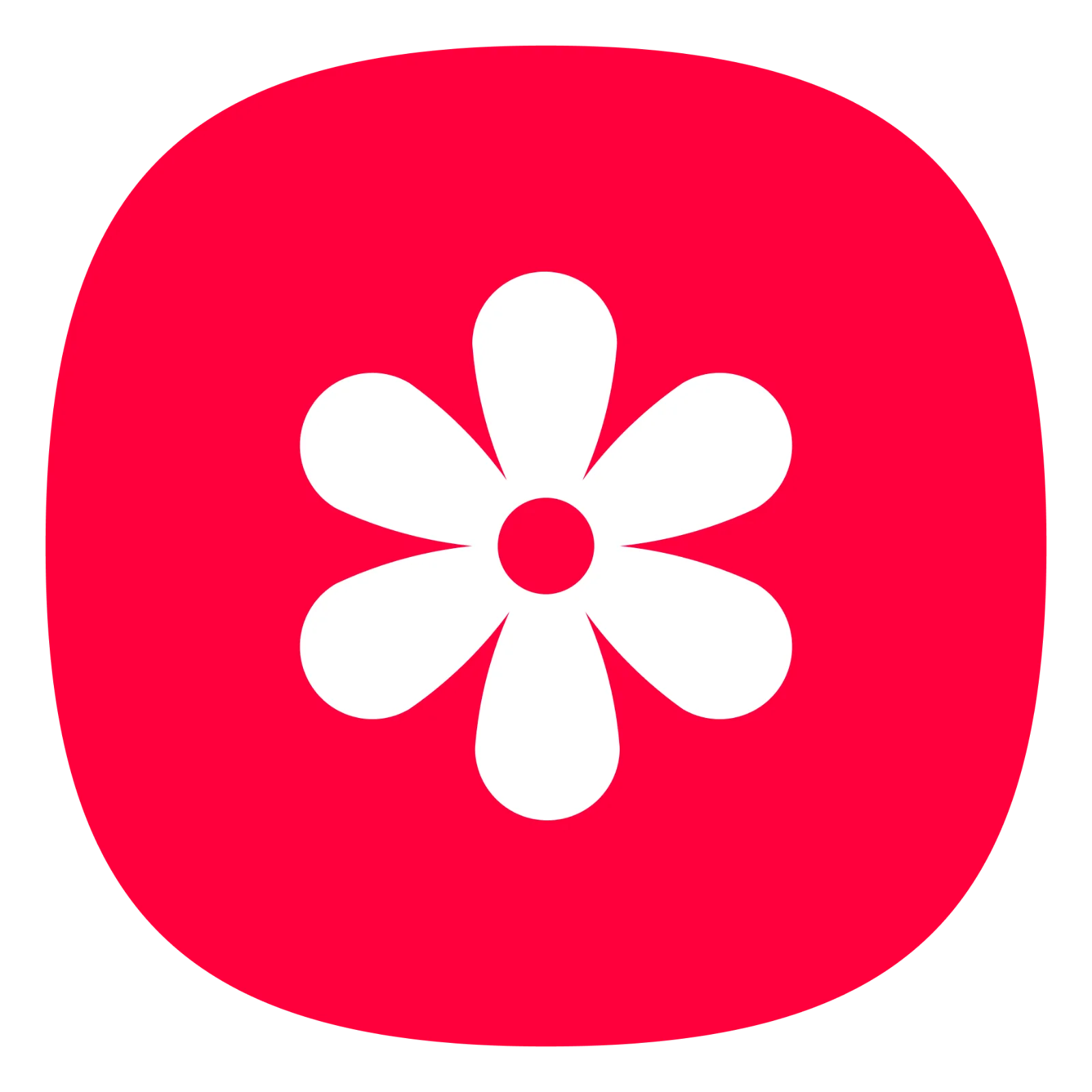 White Six-Petal Flower on Red Badge Free PNG