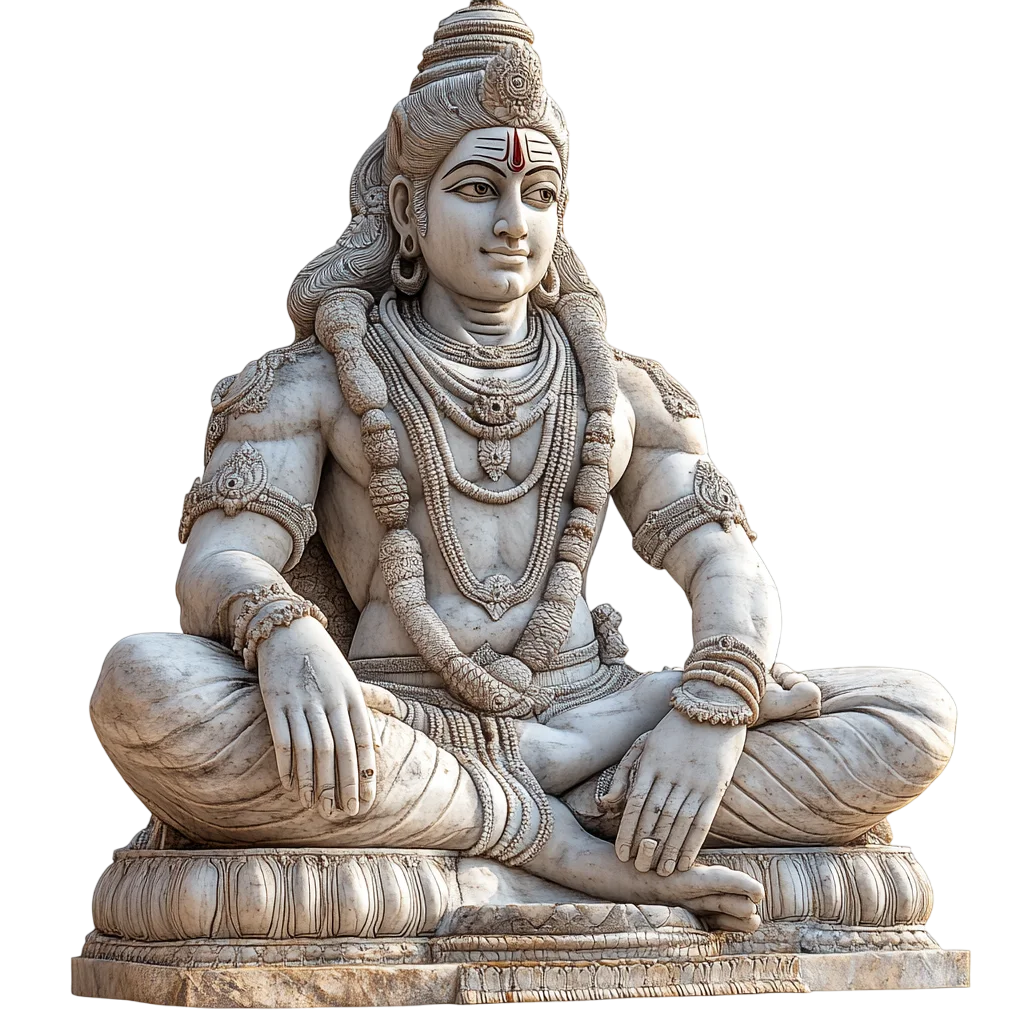 Seated Lord Shiva Stone Statue Free PNG
