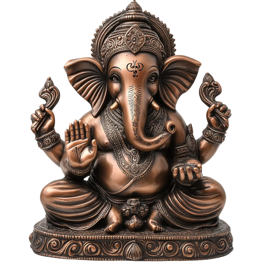 Ornate Bronze Lord Ganesha Statue Free PNG
