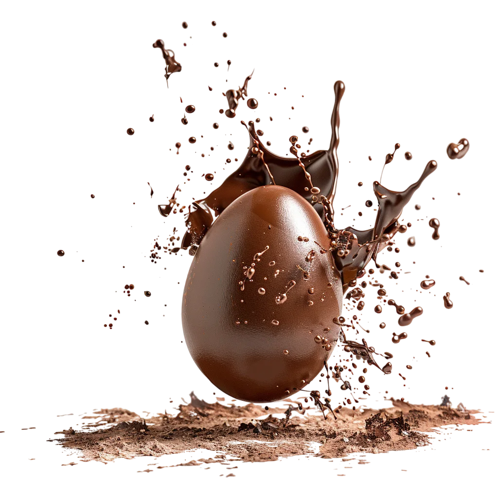 Glossy Chocolate Egg with a Dramatic Splash | Free PNG