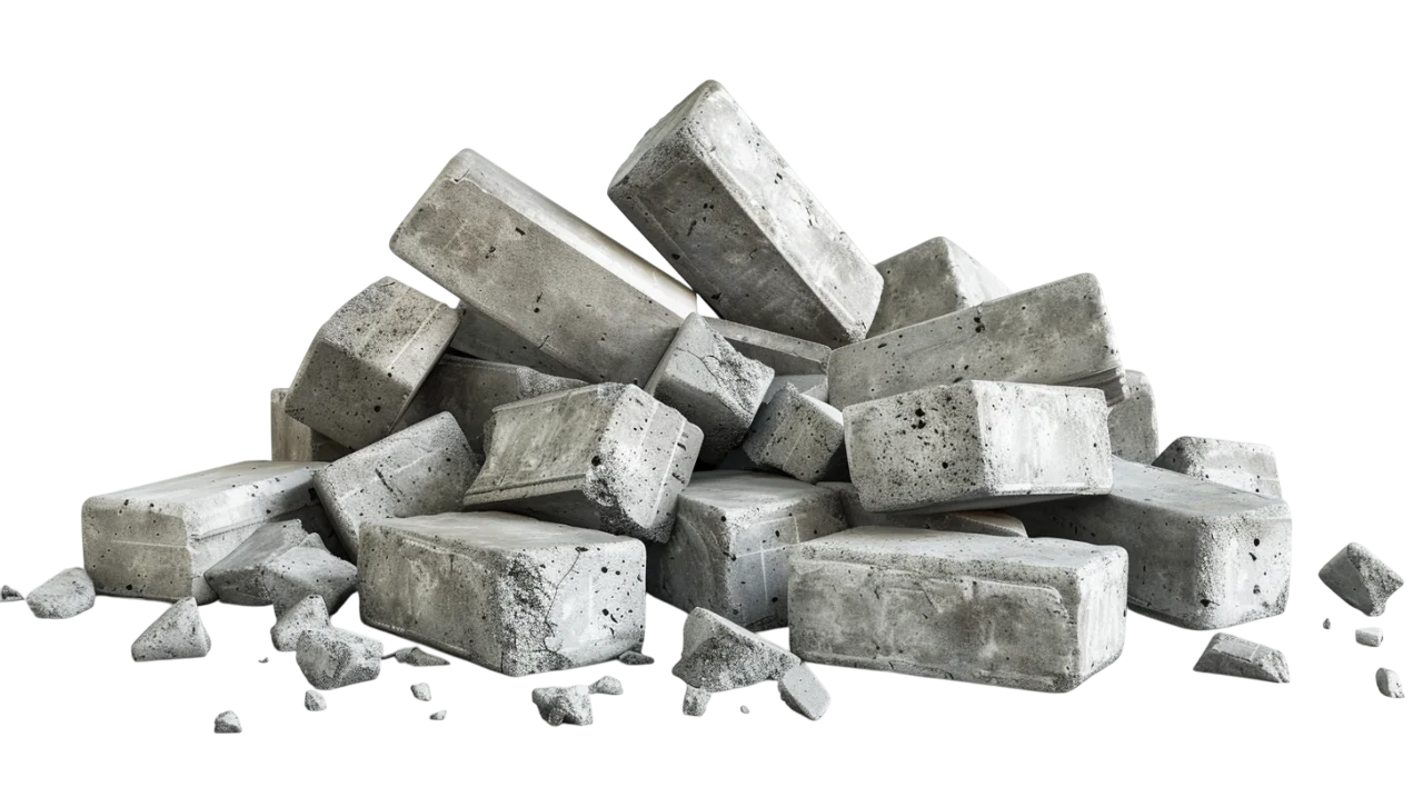 Pile of Concrete Blocks and Debris Free PNG