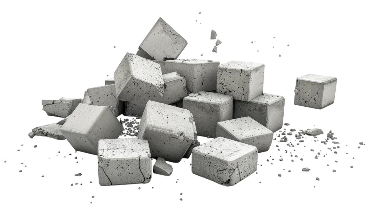 Gray Concrete Blocks and Rubble Free PNG