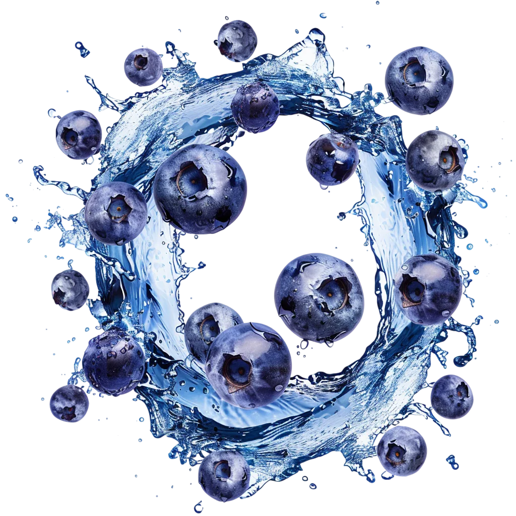 Blueberries in a Circular Water Splash Free PNG
