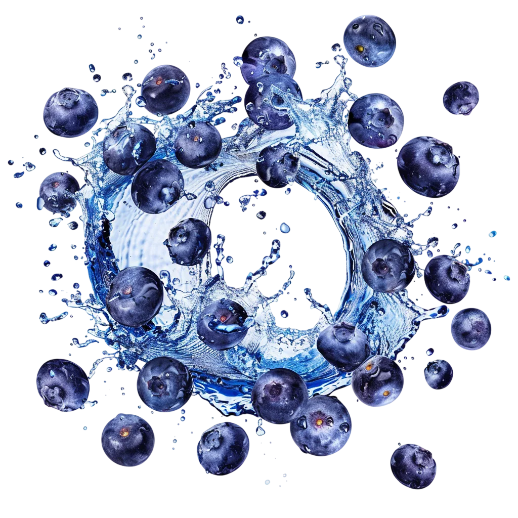 Blueberries in a Circular Blue Water Splash | Free PNG