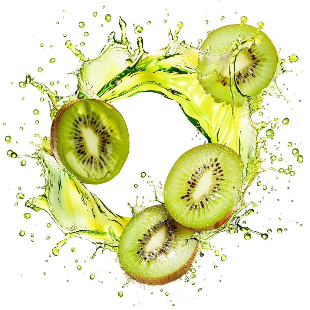 Kiwi Slices in a Green Juice Splash | Free PNG