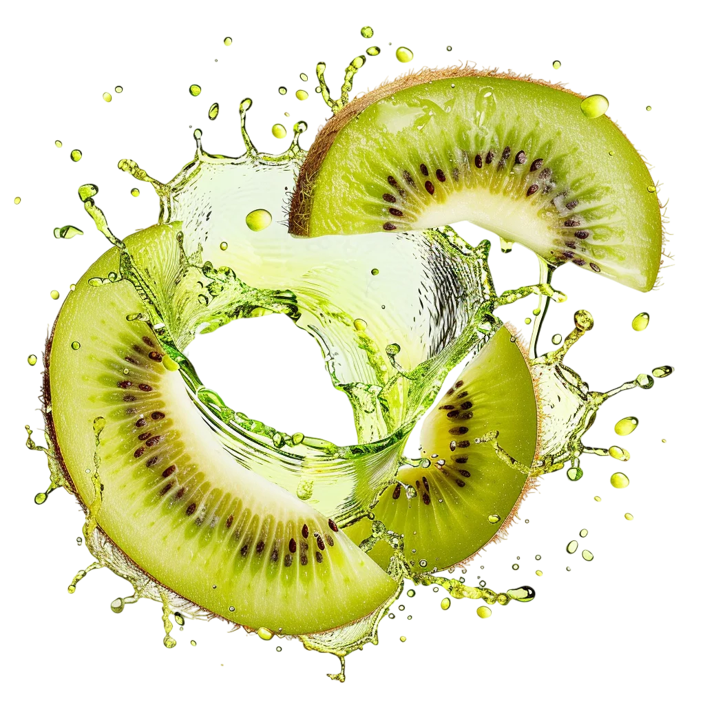 Kiwi Slices in a Green Splash | Free PNG